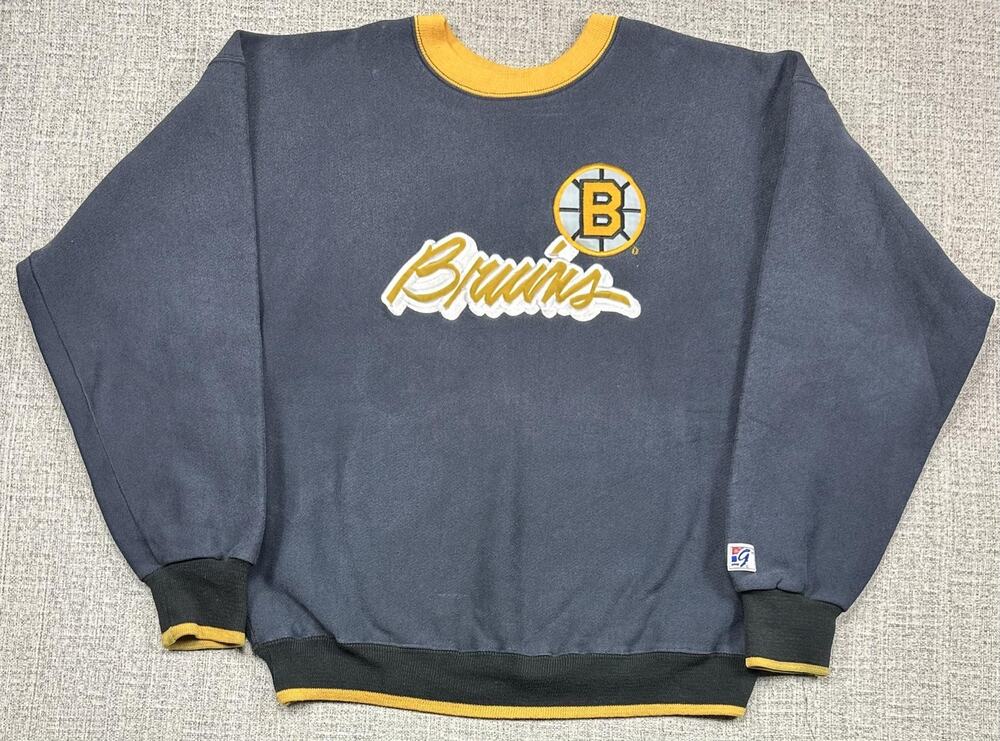 Vintage Boston Bruins Sweatshirt Mens L Black Crewneck NHL The Game 90s Faded